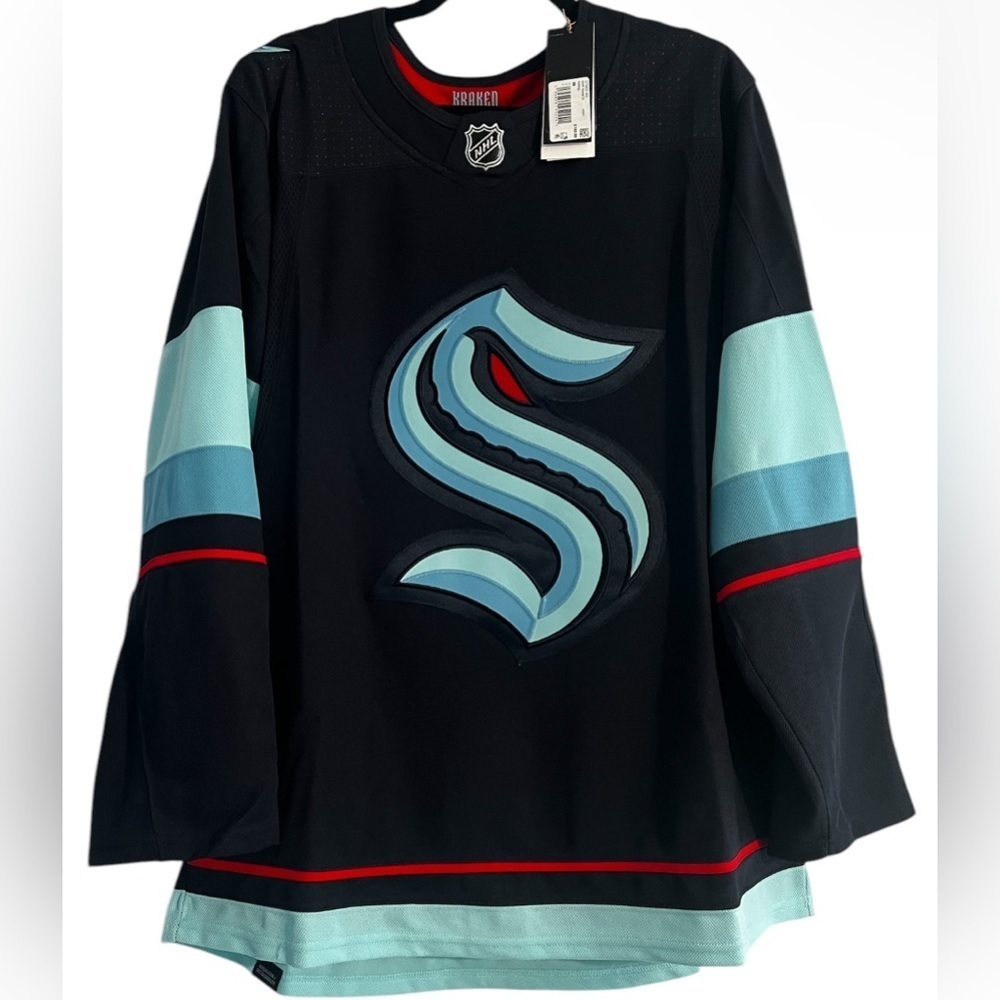 NWT Adidas Seattle Kraken Authentic NHL Home Navy Hockey Jersey